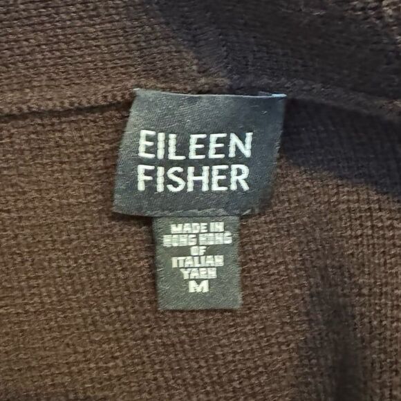 Eileen Fisher 2-Piece Italian Wool Cardigan Sweater & Flare Midi Skirt in Brown - Picture 4 of 7